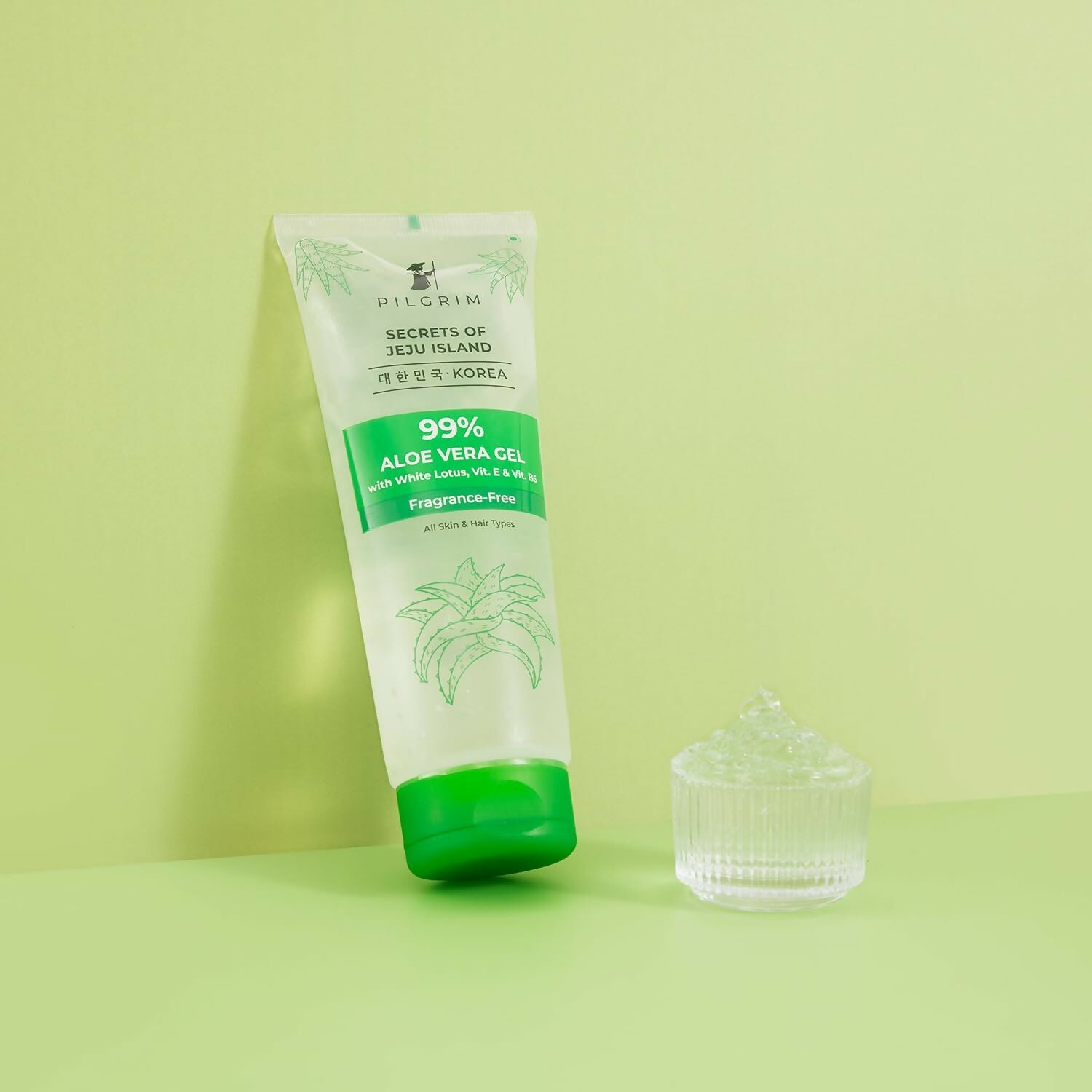 Pilgrim Korean 99% Pure Aloe Vera Gel with Vitamin E & Vitamin B5, Hydrates & Soothes Skin - Korean Skin Care | Grocsy