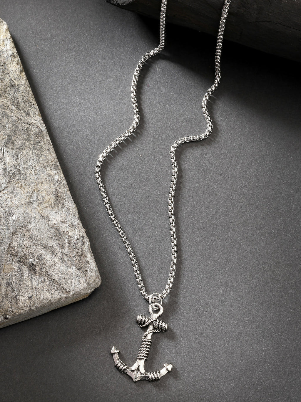 NVR Men's Silver-Plated Stainless Steel Pendant with Chain | Grocsy