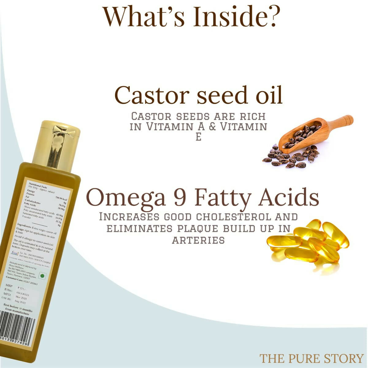 The Pure Story Natural Cold Pressed Castor Hair Oil | Grocsy