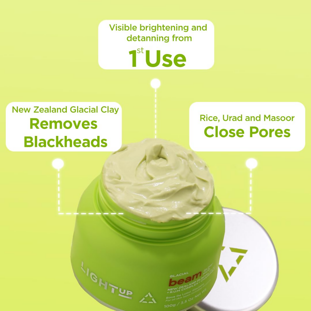 Light Up Beam Green Clay Face Mask With Rose & Jasmine | Grocsy