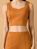 Myshka Women's Mustard Solid Party Top | Grocsy