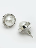 NVR Women's Silver-Toned AD Studded Studs Earring