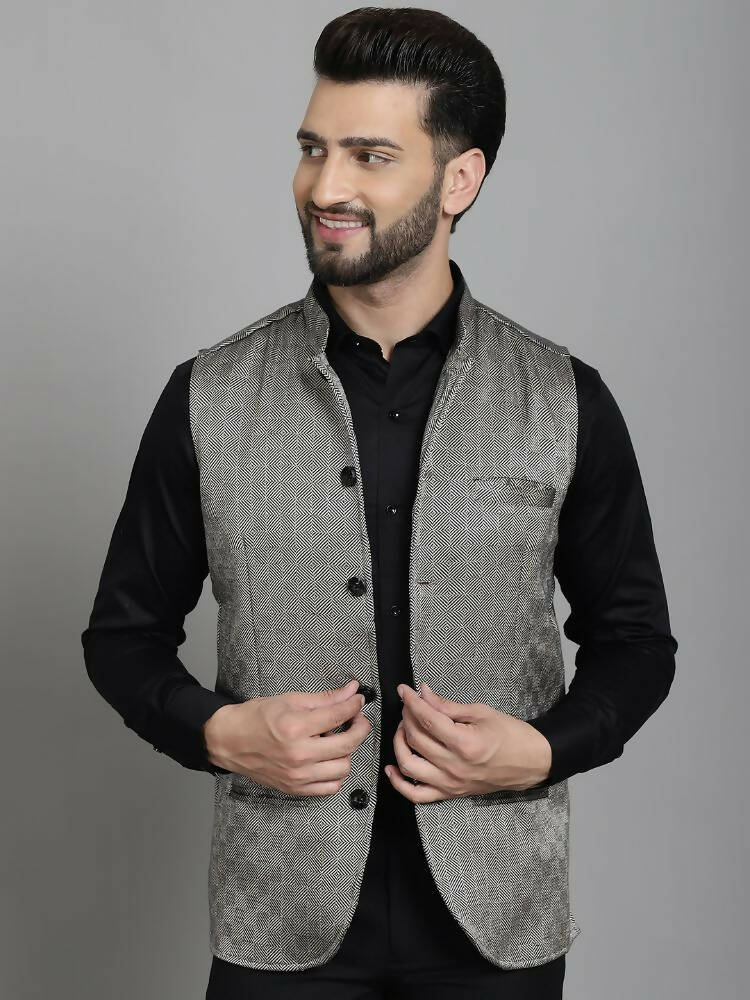 Even Apparels Nehru Jacket With Welt Pockets - Grey | Grocsy