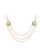 Ruby Raang Gold Green Meenakari & Pearl Hair Jewelry | Grocsy