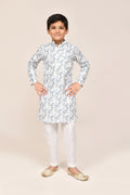 Joban Fashion Printed Cotton White Kurta With Straight Fit Pant | Grocsy