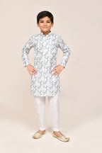 Joban Fashion Printed Cotton White Kurta With Straight Fit Pant | Grocsy