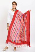 Mominos Fashion Moeza Women's Orgenza Multi Thread Mirror Work Red Dupatta | Grocsy