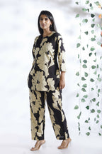 Breathables Black Floral Cotton Kurta & Pant Co-Ord Set | Grocsy