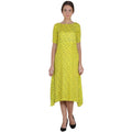 Kanoor Women's Yellow Rayon A-line kurti | Grocsy