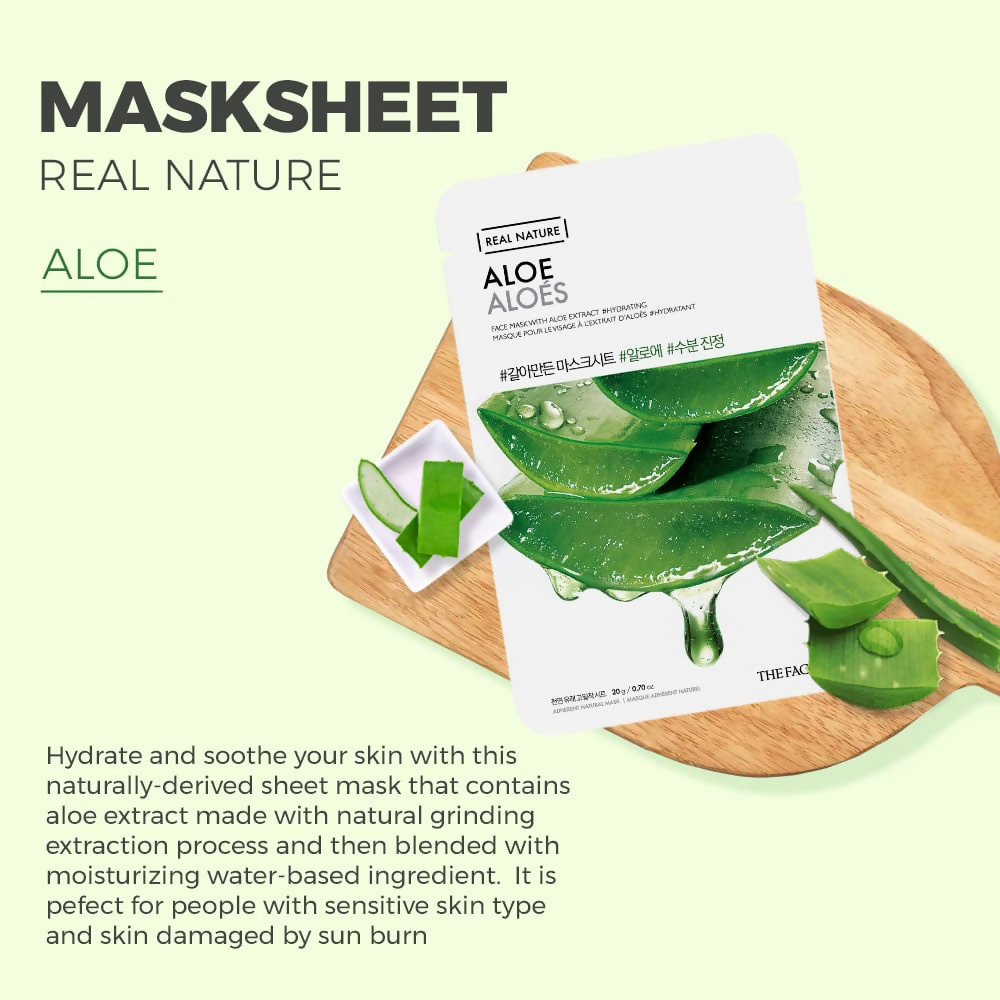 The Face Shop Real Nature Aloe Face Mask - Korean Skincare | Grocsy