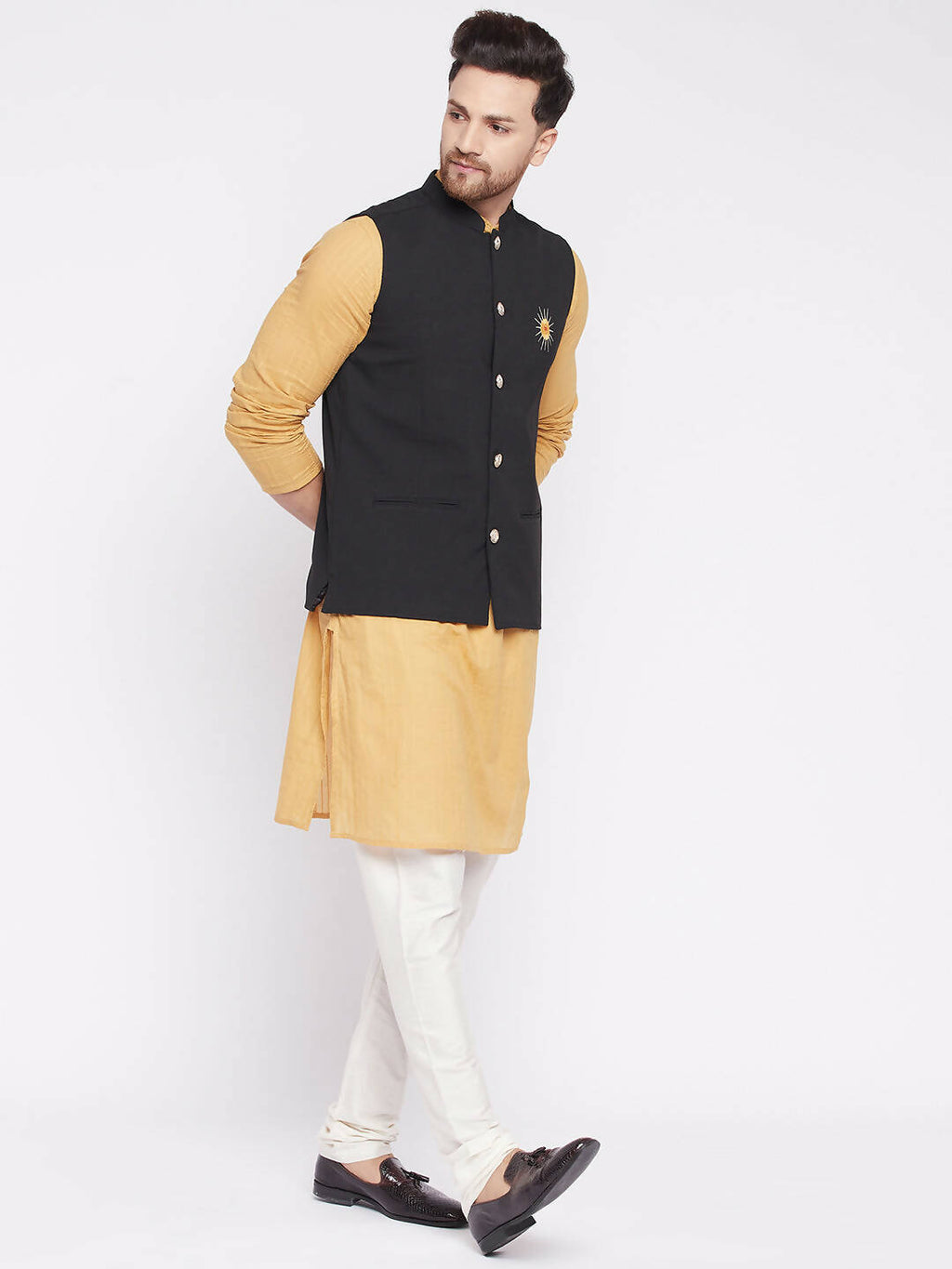 Even Apparels Men Black Nehru Jacket | Grocsy