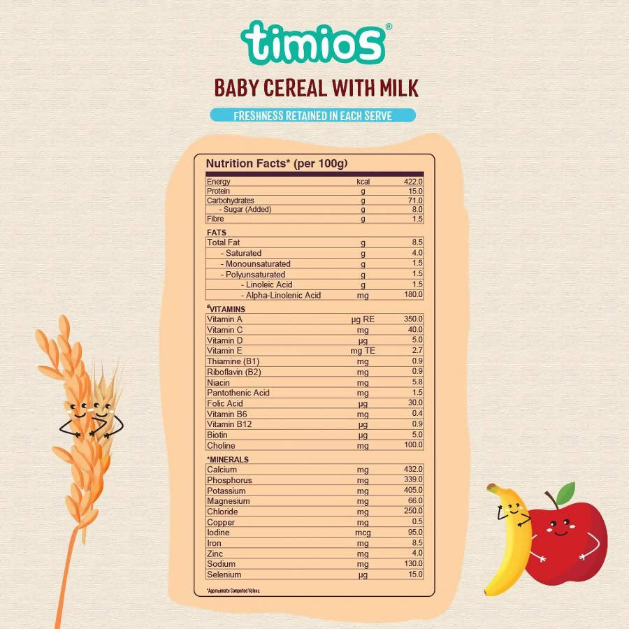 Timios Organic Rice Wheat Mixed Fruit Baby Cereal | Grocsy