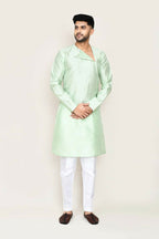 Joban Fashion Green Colored Art Silk Fabric Kurta With Straight Fit Pant | Grocsy