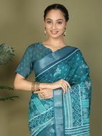 Shree Shyam Fashion Cotton Sea Green Saree | Grocsy