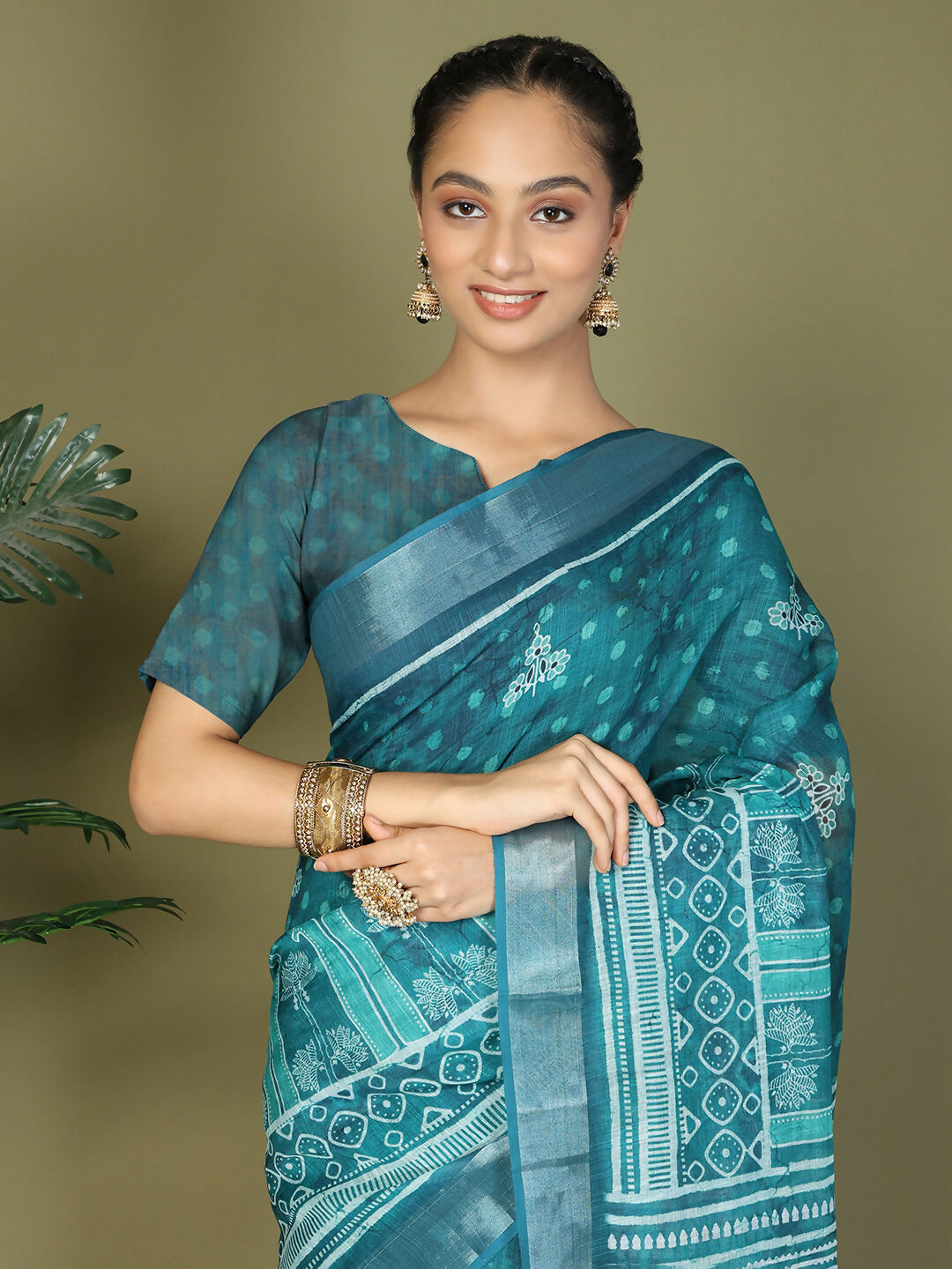 Shree Shyam Fashion Cotton Sea Green Saree | Grocsy