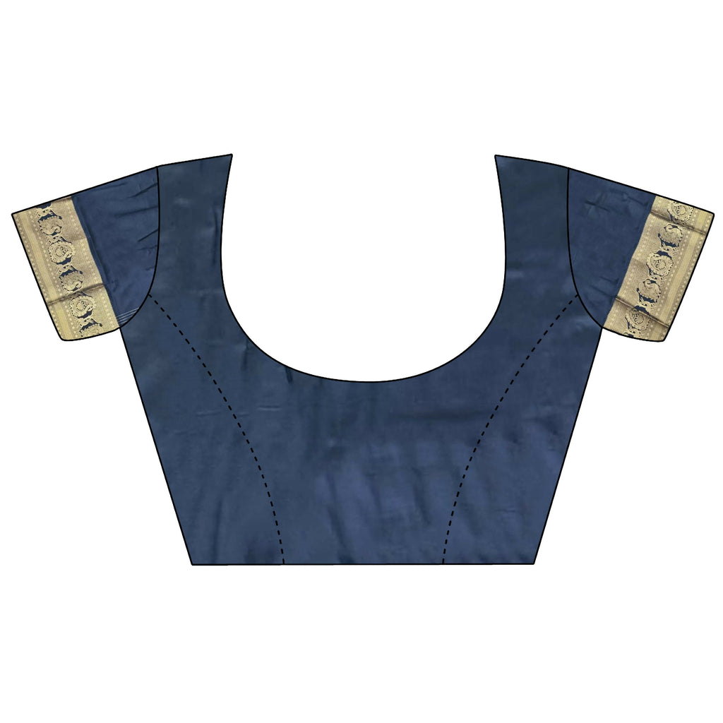 Joban Fashion Navy Blue Striped With Floral Motifs Soft Silk Leheriya Saree | Grocsy