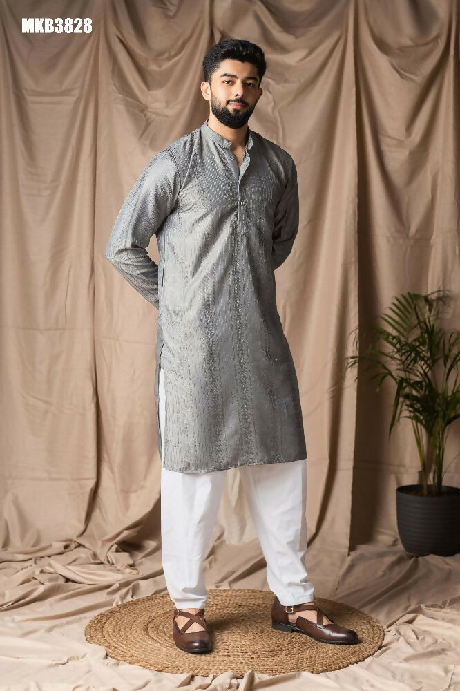 Grey Rayon Thread Embroidery Work Kurta Set - Mahotsav | Grocsy