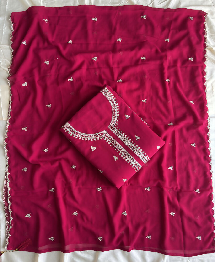 KC Bollywood Style Dark Pink Georgette Suit For Women | Grocsy