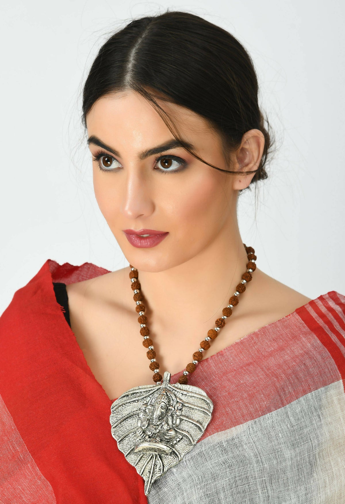 Mominos Fashion Johar Kamal Oxidised Silver-Plated Brass Finish Ganesha Long Necklace For Women | Grocsy