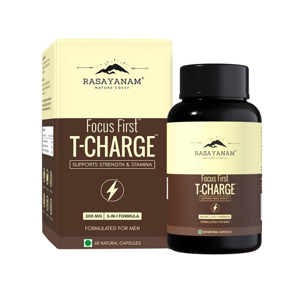 Rasayanam T-Charge Capsules (500mg) 3-in-1 Testosterone Supplement for Men with Sj | Grocsy
