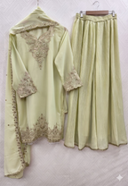 Teeya Creation Womens New Georgette Silk With Heavy Embroiedery With Sequence Work Lemon Kurta Set | Grocsy