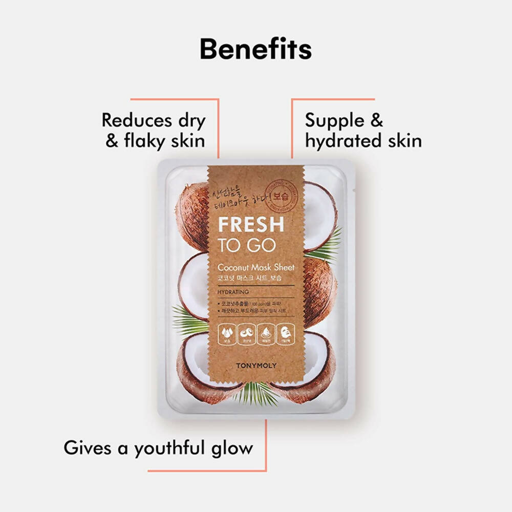 Tonymoly Fresh To Go Coconut Mask Sheet Hydrating - Korean Skincare | Grocsy