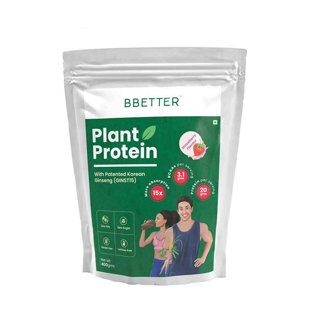 BBETTER Plant Protein Powder for Men & Women - Strawberry Flavour | Grocsy