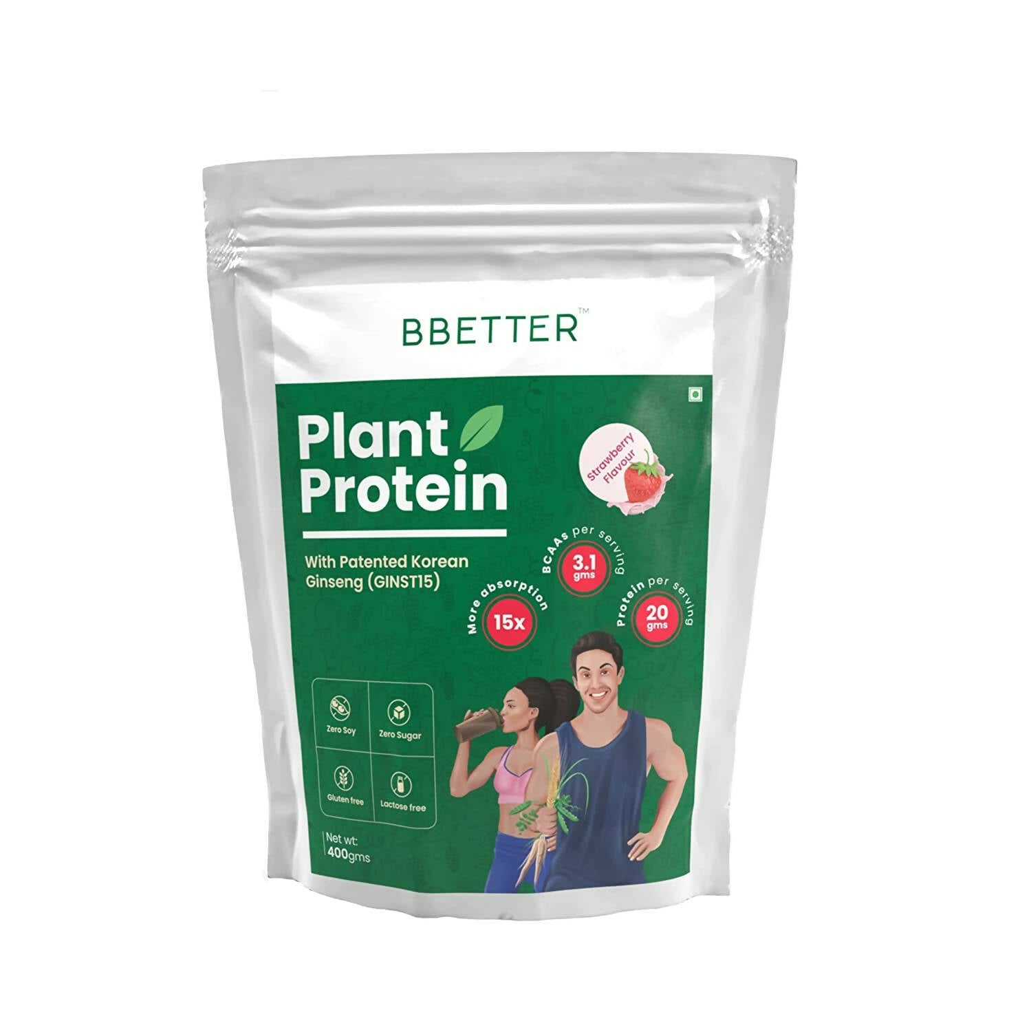 BBETTER Plant Protein Powder for Men & Women - Strawberry Flavour | Grocsy