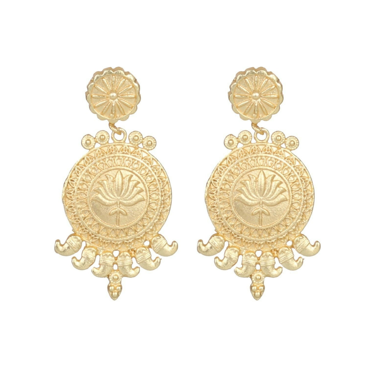 Joban Fashion Women Matte Gold Brass Earrings | Grocsy