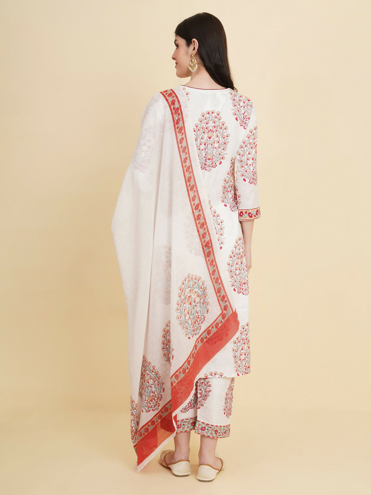 Designer Stylish White cotton Stitched Suit With Dupatta - Tanisha | Grocsy