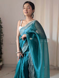 Vamsee Shirovastra Rama Organza Saree | Grocsy