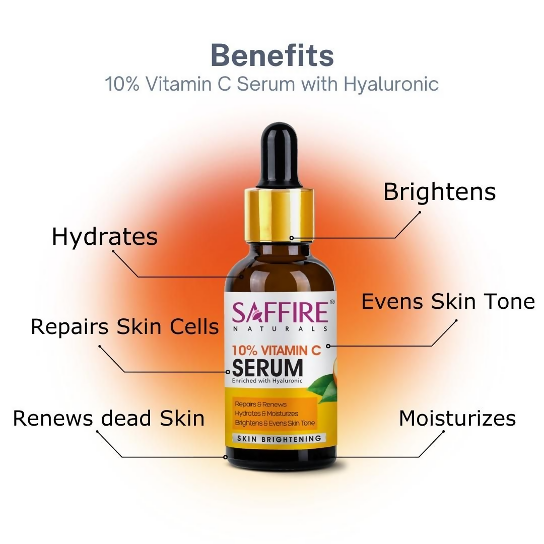 Saffire Naturals 10% Vitamin C Serum Enriched With Hyaluronic | Grocsy