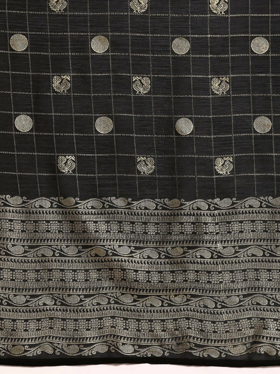 Ahalyaa Women's Traditional Semi Stitch Saree - Black | Grocsy