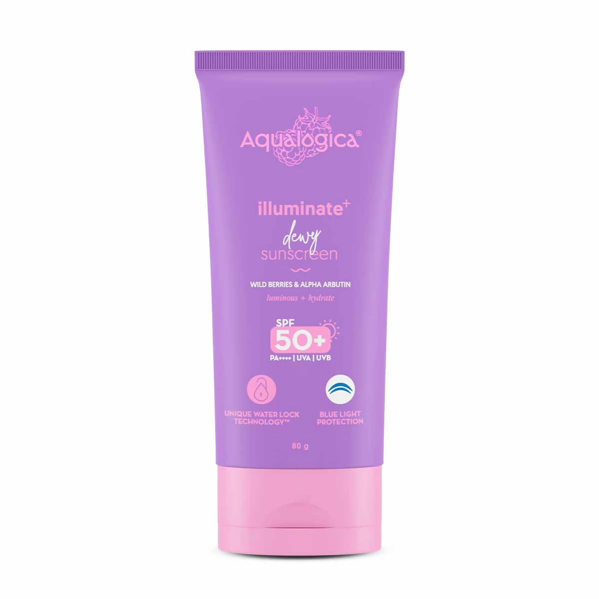 Aqualogica IIIuminate + Dewy Sunscreen SPF 50 PA++++ UVA/B & Blue Light Protection No White | Grocsy
