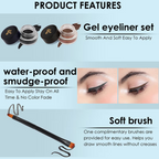 Ronzille 36Hr Waterproof And Smudge Proof Long Wear Gel Eyeliner With Brush - Black And Brown | Grocsy