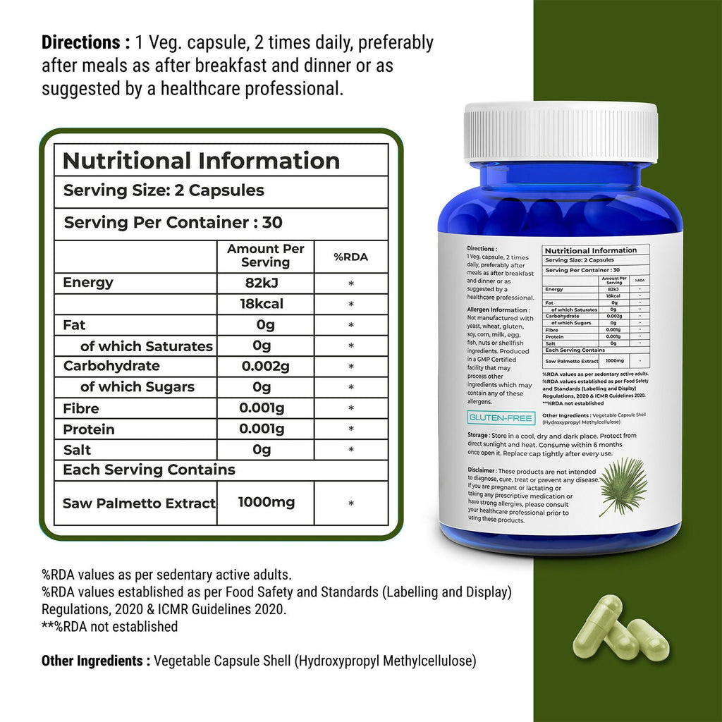 Biovitalia Organics Saw Palmetto Capsules For Hair Growth | Grocsy