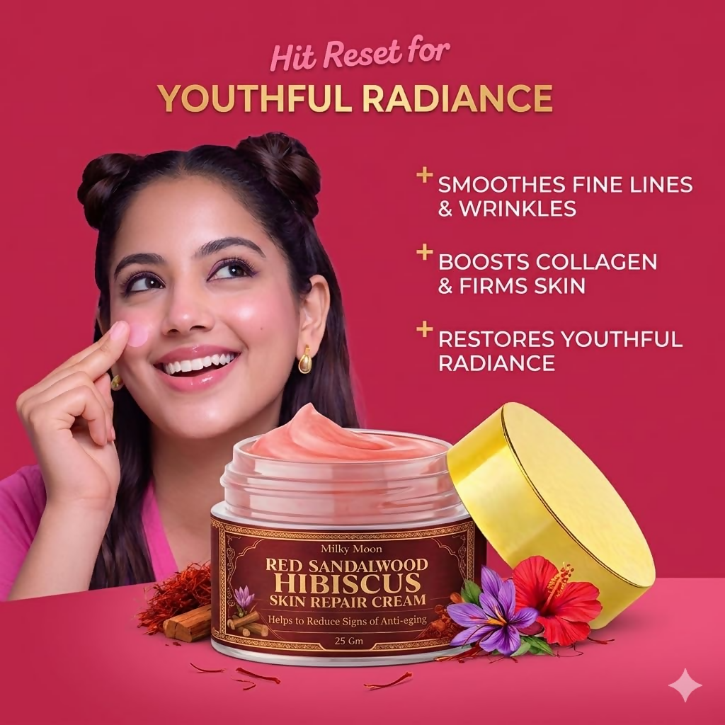Milky Moon Red Sandalwood & Hibiscus Face Cream For Anti-Aging & Wrinkles | Grocsy