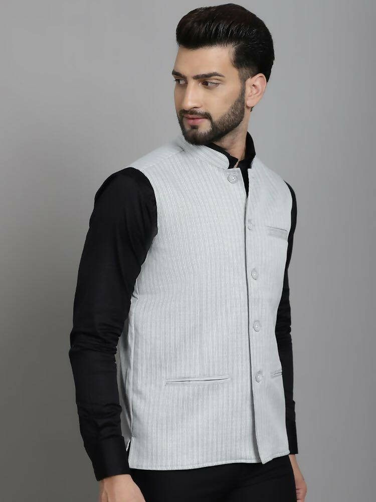 Even Apparels Nehru Jacket With Welt Pockets - Grey | Grocsy