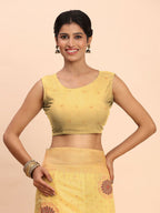 Shree Shyam Fashion Linen Cotton Yellow Saree | Grocsy