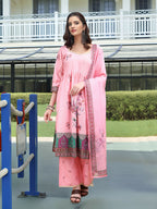 Joban Fashion Pink Position Digital Print With Position Foil Kurta Set | Grocsy