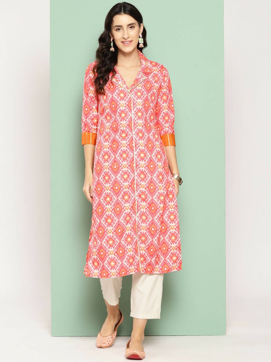 Ahalyaa Women's Traditional wear Kurta - Orange | Grocsy