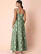 Indya Green Tribal Tiered Maxi Dress | Grocsy