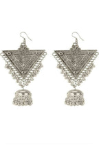 Mominos Fashion Joharkamal Silver-Plated Triangle Design Drop Earrings For Women