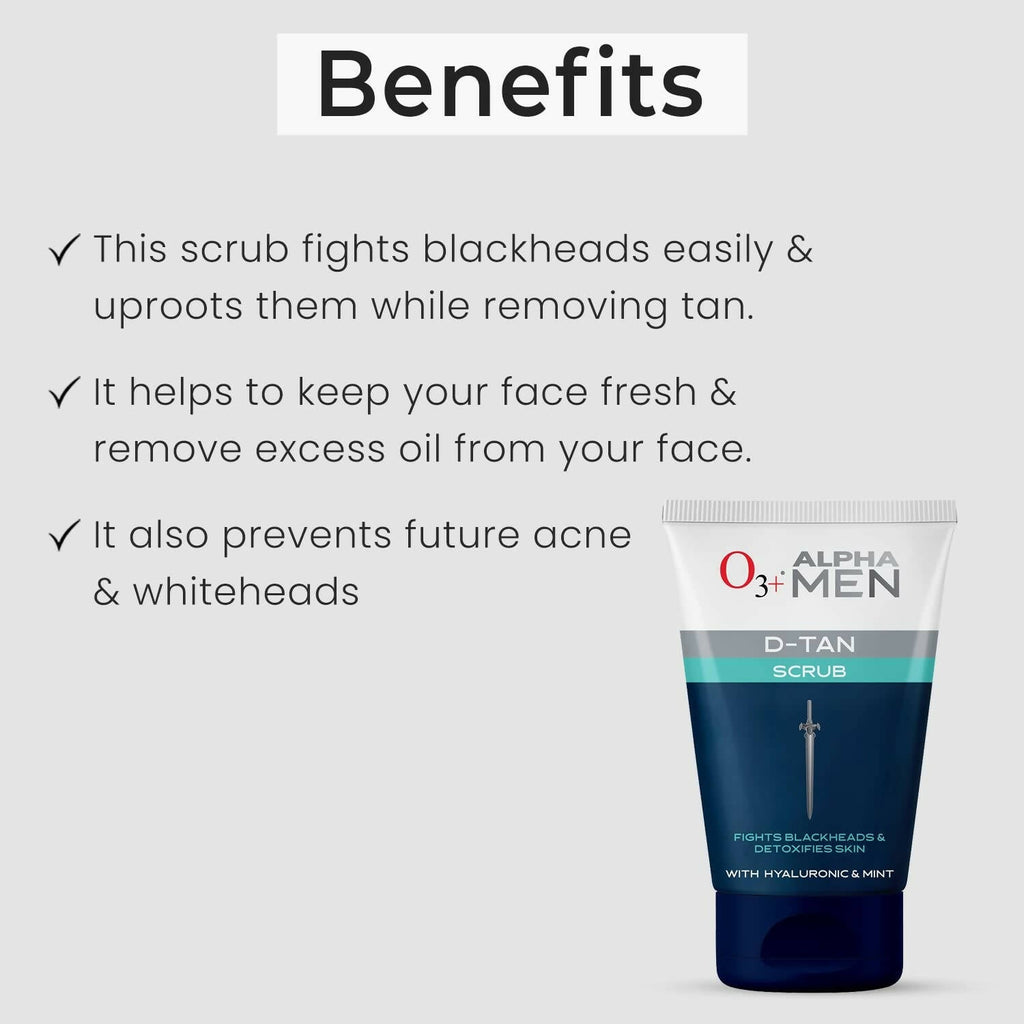 Professional O3+ Acno D-TAN Scrub With Hyaluronic & Mint | Grocsy