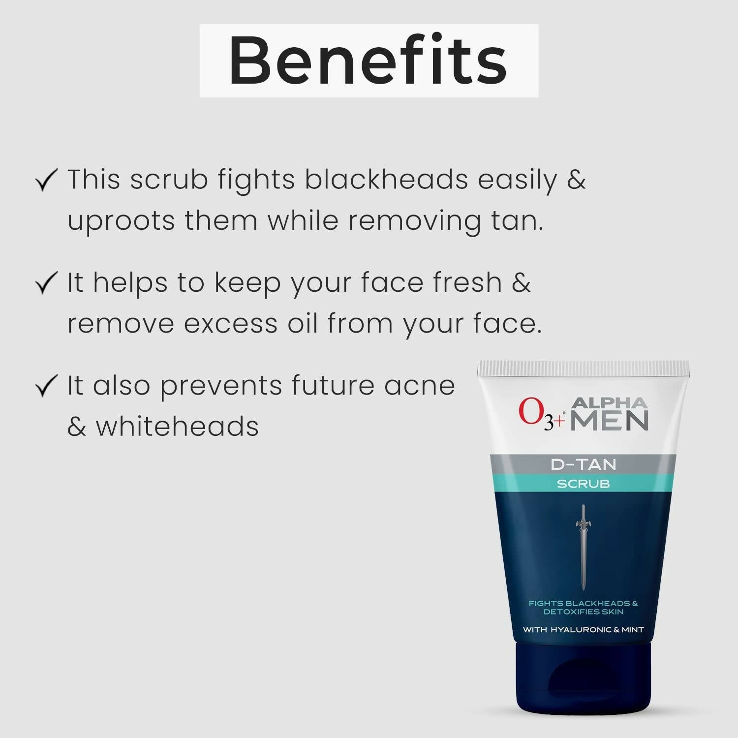 Professional O3+ Acno D-TAN Scrub With Hyaluronic & Mint | Grocsy