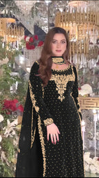 Joban Fashion Black Velvet Sequence Embroidery Work Kurta Set | Grocsy