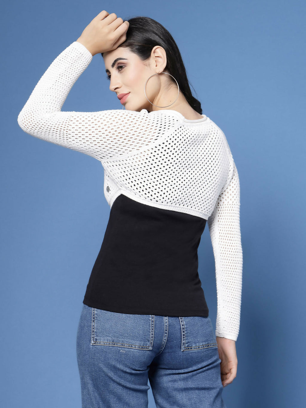 Women Winter White Color Cotton Pullover - Wool Trees | Grocsy