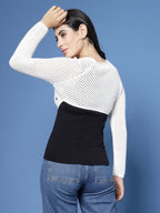 Women Winter White Color Cotton Pullover - Wool Trees | Grocsy