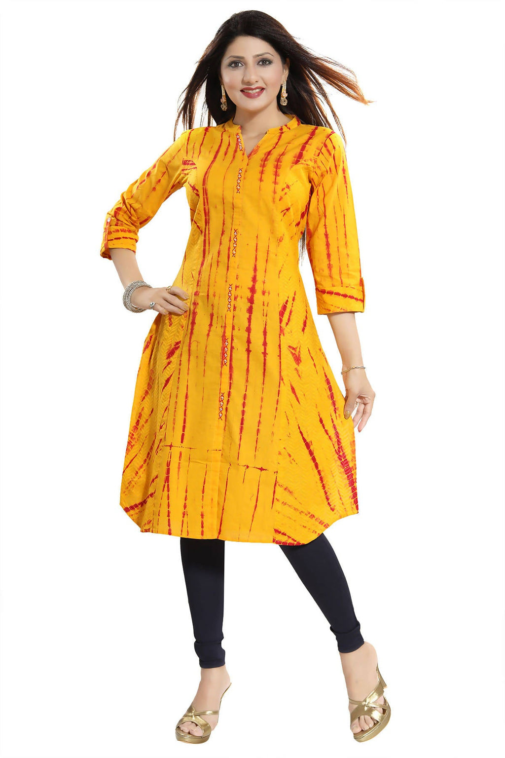 Snehal Creations Yellow Cotton Chikan Embroidery Tunic | Grocsy