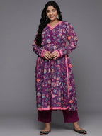 Ahalyaa Women's Traditional wear Kurta Set - Purple | Grocsy